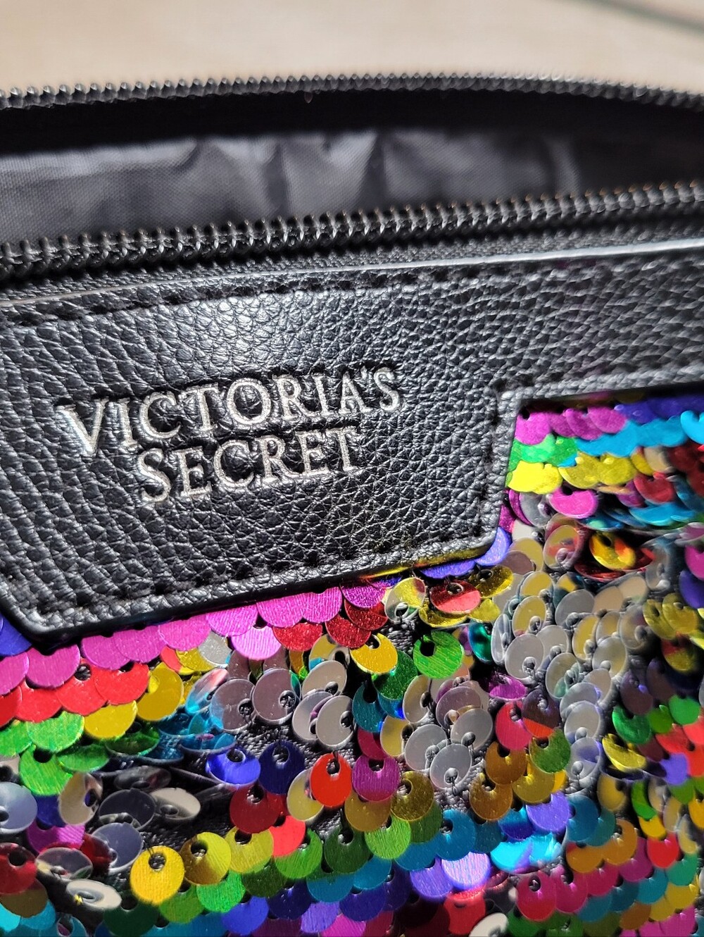 Victoria's Secret black sequin clutch bag/cosmetic Bag,like New